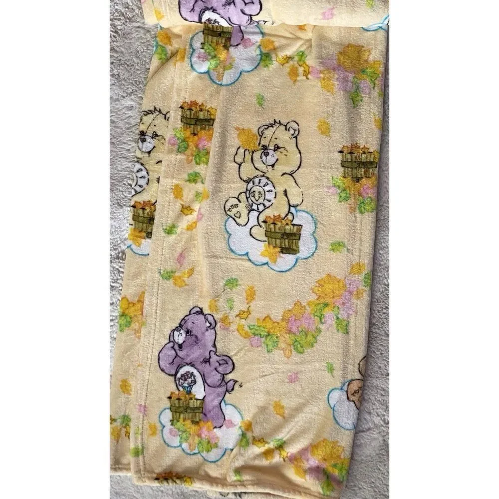 Care Bears Autumn Fall Leaves‎ 60 X 90” TWIN Sz Throw Blanket Yellow NEW